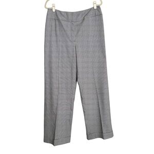 ANNE KLEIN Houndstooth Stretch Pants Wide Leg Black White Size 12 Career Chic